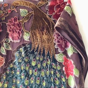 Vintage Velvet and Beaded Peacock Pashmina